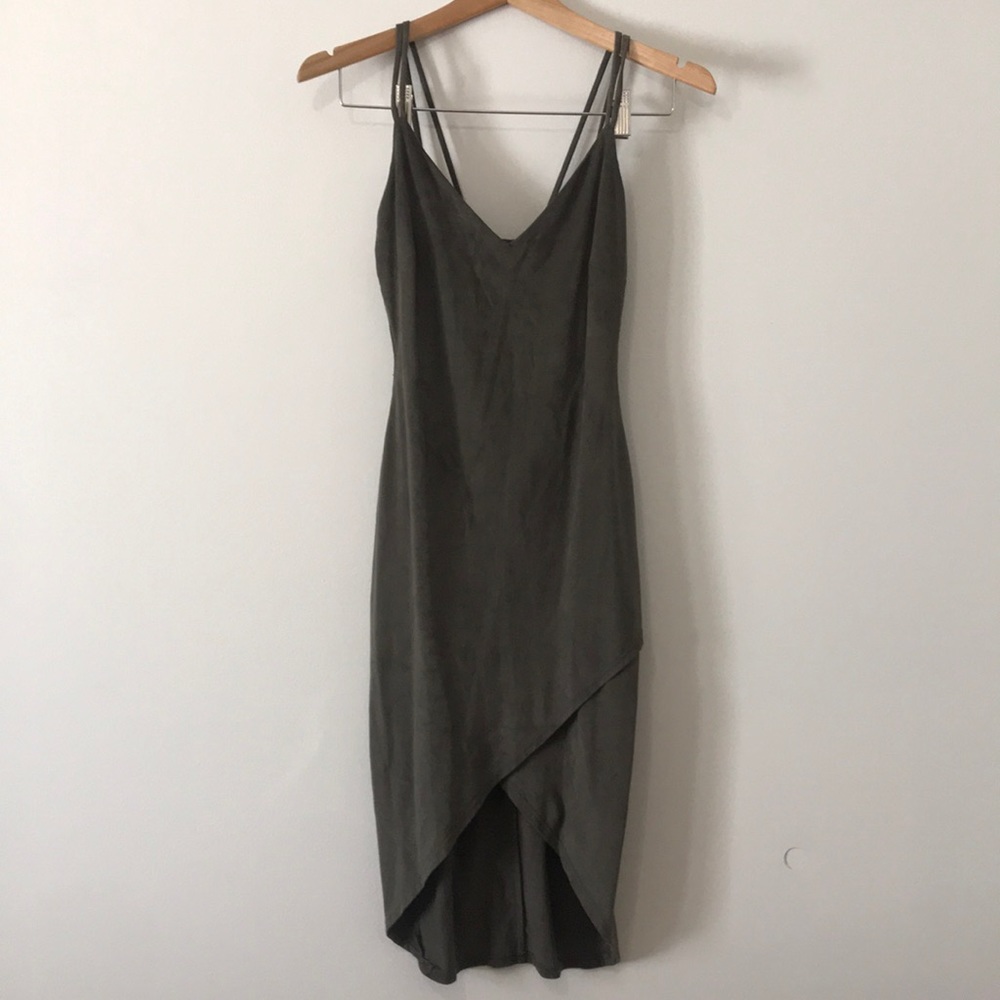 Olive Green Suede Dress